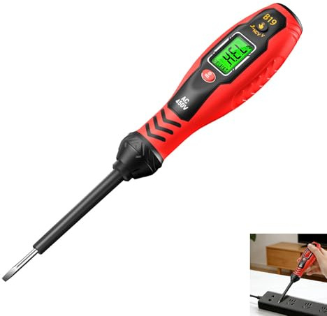 Voltage Screwdriver, Electrical Screwdriver Tester, Voltage Tester Pen 2-in-1, Non-Contact Electric with NCV, Magnetic Flathead, High Torque, Detection, Buzzer Alarm, Safe Electrical Tools for Home