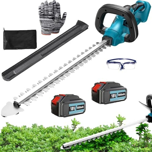 Akku Heckenschere, Ersatz für Makita DUH523Z, Kompatibel mit Makita 18V, mit 2x5500mAh Akkus und Ladegerät, Gartengeräte, Astschere Grasschere