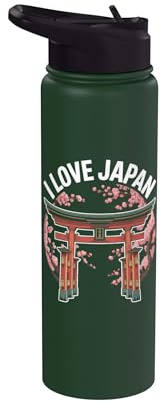 Me encanta la puerta Torii de los cerezos en flor de Japón Stainless Steel Insulated Water Bottle