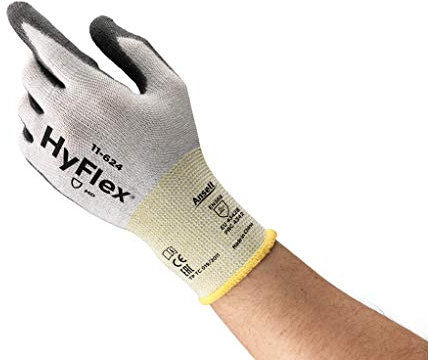 Ansell HyFlex 11-624 Cut protection gloves, mechanical protection, Black, Size 7 (Pack of 12 pairs)