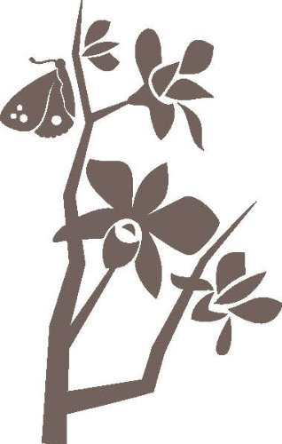 PEMA INDIGOS UG Sticker mural Motif orchidées et papillons Marron 160 x 101 cm
