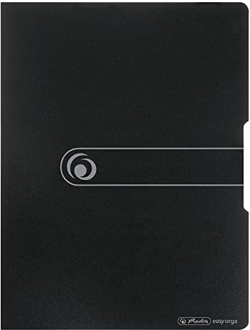 Herlitz 11207511 Sichtbuch, 20 Klarsichthüllen, Aufgeklebtes Rückenschild, Opak Schwarz, A4