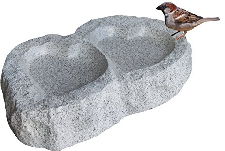 Intergarden Vogeltränke Heart hellgrau Polystone Steinoptik Granitoptik grau Herzform Herz B-Ware zum Sonderpreis