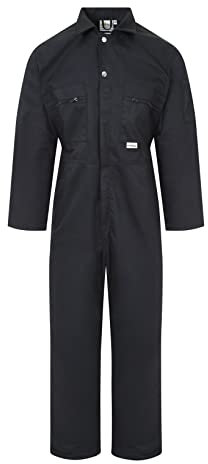 Ladies Zip Front Boilersuit Workwear Boiler Suit Coverall Overall Womens Girls (10 (34 Chest), Black)