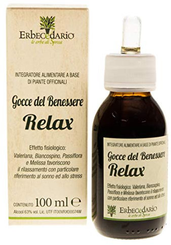 Gocce Del Benessere Relax con Valeriana e Biancospino, Integratore per dormire meglio Calmante e Rilassante, Gocce per dormire contro Agitazione, Nervosismo e Stress - Flacone 100ml