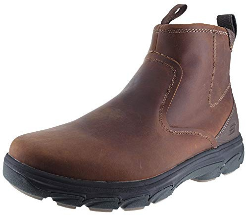 Skechers Mens Resment-korver Chelsea Side Zip Hiking Boot, Dark Brown, 11 X-Wide US