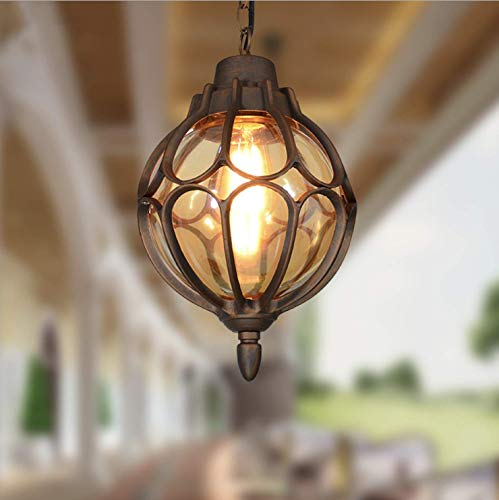 LIUNIAN Ancien Luminaire suspendu en verre en aluminium en aluminium industriel de lustre suspendu extérieur de plafonniers imperméables pour le porche, le couloir, la villa, la cour, d'intérieur, E27