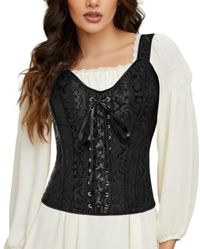 SLIMBELLE Gotisk Korsett Dam, Överbyst Vintage Brudkläder Bustier Korsage Topp Satin Sexigt Brokadmönster Korsett Väst, XXL