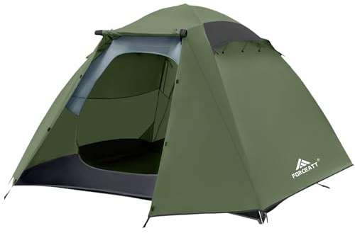 Forceatt Tienda De Campaña 4 Personas, con 100% A Prueba De UV/Viento/Impermeable, Tienda de Techo de Doble Capa Portátil Ultraligera, para Trekking, Camping, Playa, Aventura Etc