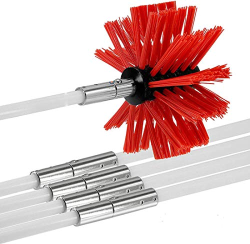 SUSHOP Chimney Sweeper Drill Powered Cleaning Kit Rotary Cleaner Brush Sweeping-Brush Fireplace Flue Reinforced Nylon Flexible Rods,6 ROD