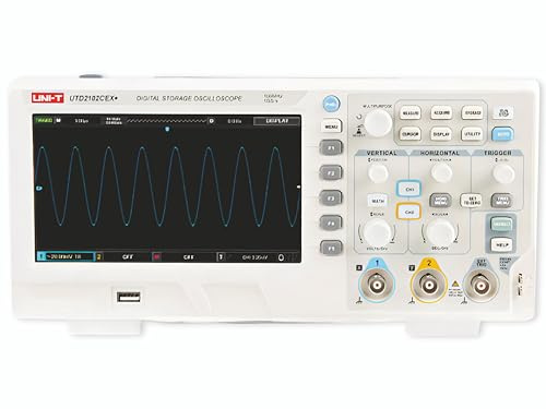 UNI-T Oscilloscopes numériques UTD2102CEX+ 100 MHz 2 canaux analogiques 1 GSa/s Fréquence d'échantillonnage en temps réel 64 kpts 5000 wfm/s