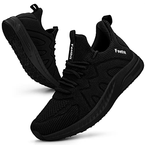 Feethit Donna Scarpe da Ginnastica Sportive ConfortevoleSneakers Casual all'Aperto Nero 42