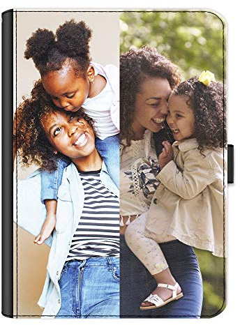 Personalisierbare Schutzhülle für alle Apple iPad-Modelle 10, 9, 8, 7, 6, Air 11, Pro 12,9,13 cm (5,1 Zoll), Mini, 360° drehbar, PU-Leder, seitliches Klappetui, personalisierbar mit Fotocollage