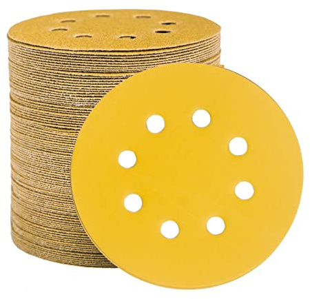 STEBRUAM Disco de Lija Discos de Lija de 100 Piezas 600 Granos Discos de Lija 125mm Papel abrasivo autoadhesivos Discos de Pulir Hook and Loop Papel de Lija Abrasivos 8 Agujeros para Lijadora Orbital