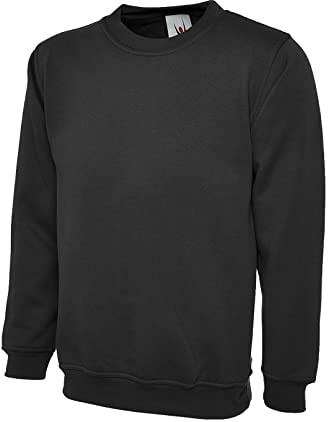 Mad Ink Plain Classic Crewneck Sweatshirt Jumper Top (M, Black)