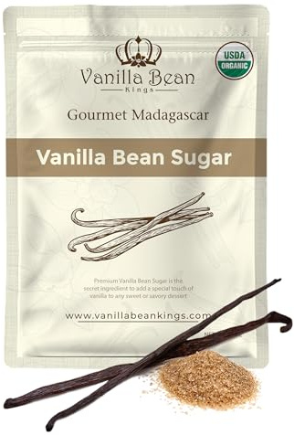 Organic Vanilla Bean Sugar - Made with Real Madagascar Vanilla Pods & Pure Cane Sugar - For Cooking, Baking, & Additional Flavoring - A Sweet Substitute for Extract, Paste, and Beans - 12 OZ