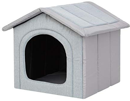 Hundehaus Hundehütte für mittelgroße Hunde - Katzenhaus, Katzenhöhle - mit herausnehmbarem Dach - Tierhaus für Katzen und Hunde für Drinnen/Indoor - Taubegrau - 52 x 46 x 53 cm [R3 / L]