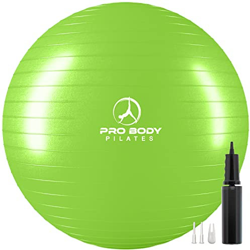 ProBody Pilates Yoga Ball - Fresh Colors Exercise Ball for Stability, Pregnancy, Workout, Physical Therapy & Birthing, Balance Ball Chair (Lime, 75 cm)