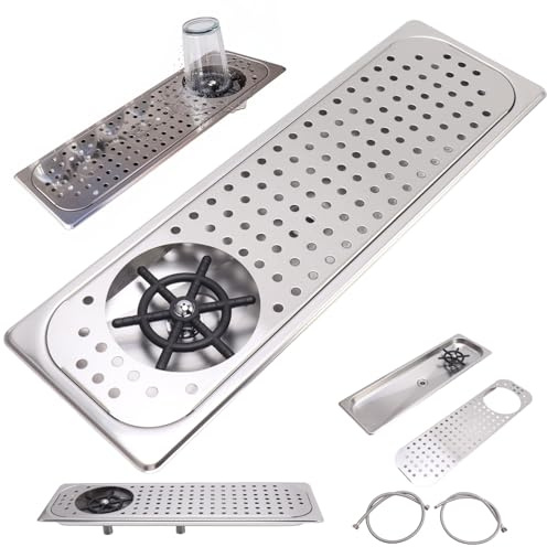 Évier de Bar avec Rinceur de Verre, Pichet en Acier Inoxydable, Rinceur de Gobelet, Rinceur de Nettoyage de Verre, Lavage à Haute Pression avec Tuyau D'égouttement pour Bar (Inox Couleur B)