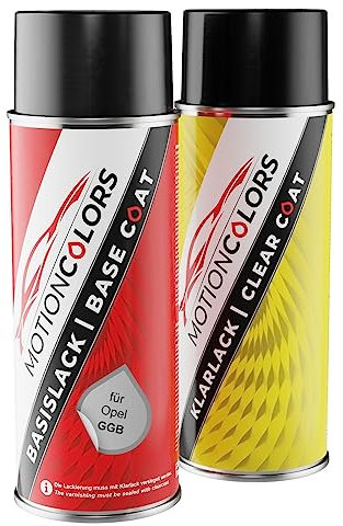 MOTIONCOLORS Kristall Silber Metallic GGB für Opel Autolack Sprühdosen Set Basislack Klarlack Spraydose 400ml