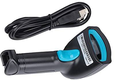 Kabelloser Barcode-Scanner, 360°-Barcode-Handscanner,1D/2D-Barcode-Leser mit USB-Kabel, Wasserdicht, QR-Scanner für Mobiles Bezahlen,Shop (Schwarz und blau)