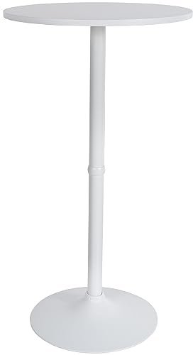 CLP Tavolino Tondo Bar Moderno I Tavolino Alto Da Appoggio Superficie In Legno Ø 60 I Tavolino Rotondo Gastronomia Alt. 110 CM, Colore:bianco/bianco