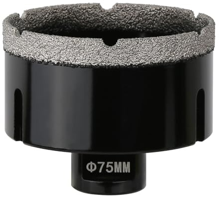 Vearter Carotteuse diamantée à sec 75 mm, raccord fileté M14, scie cloche soudée sous vide pour maçonnerie, couronne de forage diamantée pour carrelage, marbre, granit, porcelaine, béton et pierre de