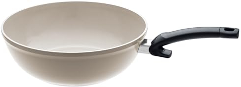 Fissler Ceratal/Aluminium-Wok (Ø 30 cm, 5,2 L) Keramik-Bratpfanne beschichtet antihaftend, hoher Rand, Made in Germany – Induktion, Grau
