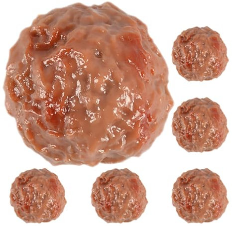 SAFIGLE 6 Stück Künstliche Rindfleisch-Fleischbällchen Gefälschte Simulation Rindfleisch-Ball Lebensechtes Fleisch-Lebensmittel-Modell Für Zuhause Küche Fotografie Requisiten