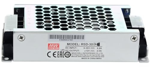 MEAN WELL RSD 30W 24V 1.25A Convertidor de fuente de alimentación, DC/DC salida única RSD-30L-24 transformador de controlador de fuente de alimentación para sistemas ferroviarios, industriales, de