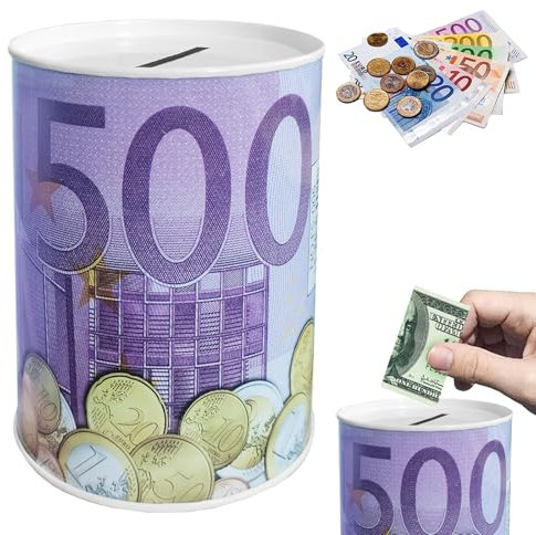 YOUYIKE Salvadanaio in metallo, 10 x 7,5 cm, per risparmiare denaro, banconote, idea regalo