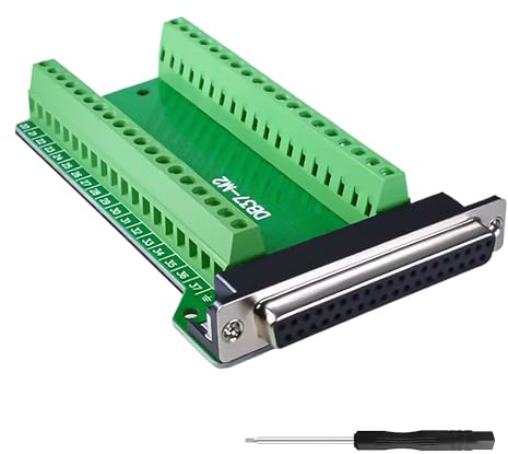 YIMATEECO DB37 Adattatore per morsetto a vite, DB37 maschio a terminal Block 37 poli, senza saldatura, morsettiera a vite D-SUB, morsetto di collegamento con cuscinetto isolante (D-B37, 1 pezzo)