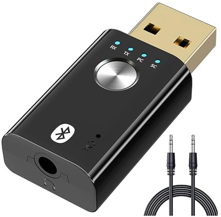 Schwamm - Transmisor receptor USB Bluetooth 5.1 4 en 1, adaptador Bluetooth sin portátil para PC, tarjeta de sonido, coche, auriculares