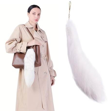 tintoke Fuchsschwanz,fox tail,Fuchsschwanz Anhänger etwa 40cm Fell Schwanz Keychain fox tail keychain Auto Schlüsselketten Anhänger Weich Flaumig Dicht Dekoration