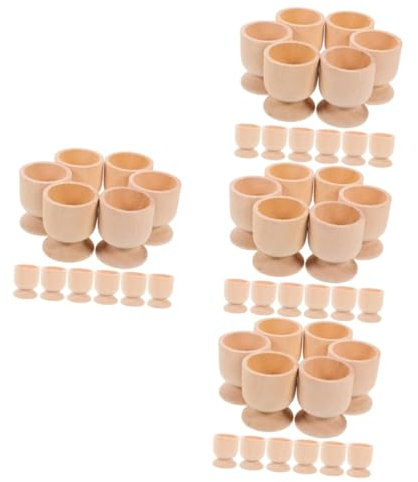NUOBESTY 60pièces Support à Œufs Bois Pour Pâques Coquetiers Bois Pour Décoration De Fête Pour Personnaliser Vos De Pâques