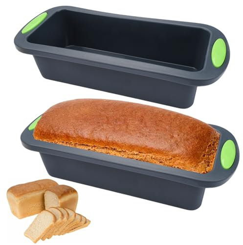 2 stampi per pane in silicone, antiaderenti, senza BPA, 28 x 12 x 6,5 cm, in silicone, per torte e pane, grigio scuro