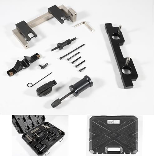 CTcar Herramienta de ajuste de motor para árbol de levas, kit de eliminación de inyectores, compatible con motor BMW N20 N26, con soporte para volante y kit de reparación de juntas de aceite 7676