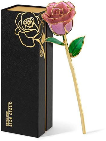 Mikasol Gold Dipped Infinity Realistic Rose, Timeless Lifelike Bloom with Heart Puzzle Base, Romantisches Geschenk FüR Frauen In Ihre Frau Freundin GeburtstagsjubiläUm Valentines Muttertag (Rosa)