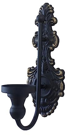 Rustikaler Wandkerzenhalter aus Eisen, französische Wanddekoration, Shabby-Chic-Stil, antiker weißer Halter für Wohnzimmer und Esszimmer, schwarzes Design