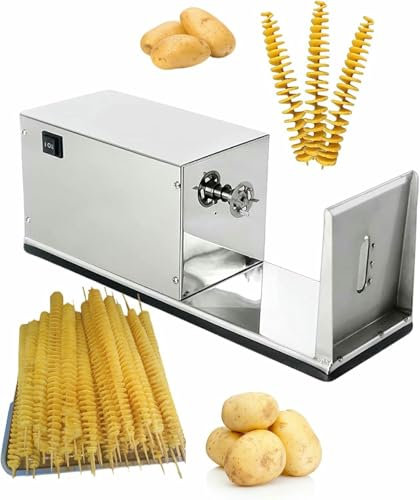 VYUJHNBG Affettatrice elettrica per Patate, Macchina per Il Taglio a Spirale Commerciale, per Patate Dolci, Carote, cetrioli