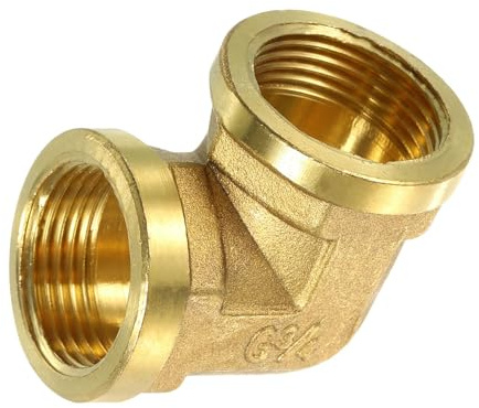 Unifizz Raccord de tuyau femelle de 3/4 vers femelle de 3/4, coude à 90 degrés en laiton en forme de L, connecteur pour plomberie, air, gaz, carburant, huile, 42 x 42 mm