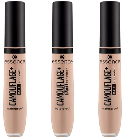 essence CAMOUFLAGE+ MATTE concealer, Nr. 150, Nude, langanhaltend, mattierend, abdeckend, matt, vegan, ölfrei, ohne Parabene, ohne Mikroplastikpartikel, 3er Pack (3x8ml)