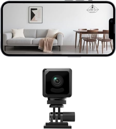 EKJANEPE 2K Mini Kamera, WLAN Überwachungskamera Innen Drahtlose Sicherheitskamera mit Intelligente Bewegungserkennung/Nachtsicht/Energieeffiziente Akku