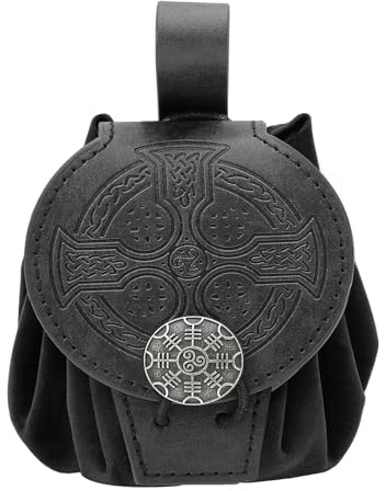 Xanorrg Bolsa De Cinturón Paquete Lateral Bolso Cambio Cubo PU Cartera Medieval Bolsas Monedas Cosplay Cintura Para Hombres Mujeres Cinturón En Relieve Medieval Monedero Cubo