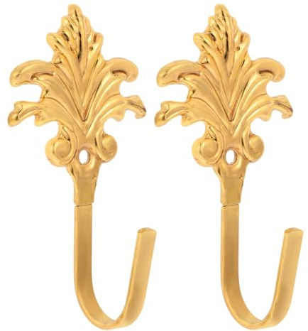 DOITOOL Ganchos Metálicos Dorados para Cortinas de Hierro, Diseño Simple y Funcional, 2 Piezas para Colgar Cortinas en Dormitorios y Hogar Estilo Elegante