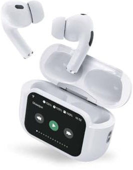Force Power Écouteurs Bluetooth 5.3 sans Fil Play Touch XL avec Écran Tactile, Casque Bluetooth sans Fil Anti Bruit (ANC), 38h Autonomie, Adapté au Sport, Garantie à Vie – FPYTWSTOUCHXLANCRW