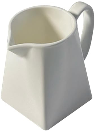 Mikinona Pichet à Lait Blanc Bec Verseur Facile 230ml en Céramique Design Minimaliste Élégant, pour Café, Thé ou Sauces à Verser Précision
