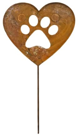 MonoSora Rusty Heart Garden Stake Decoration, Iron Vintage Rusted Metal Design for Outdoor Garden, Balcony, Patio or Indoor Use, 29.5 x 51 cm