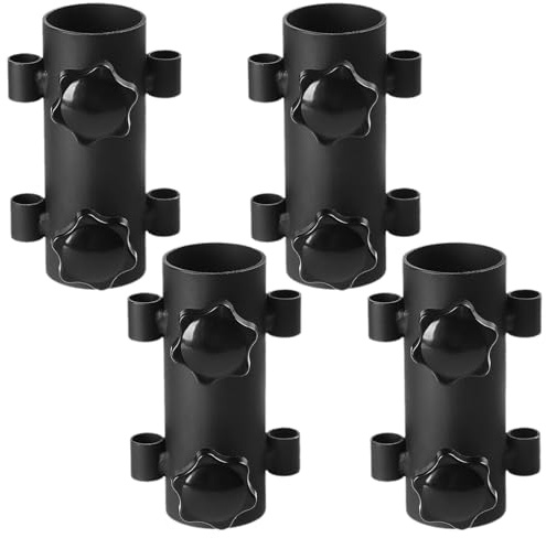 SEWACC Lot de 4 Tubes Métalliques Fixes en Acier Réglables pour Mâts de Tente Supports Anti-Vent pour Parasol de Plage et Auvent de Camping Fixation Solide pour Usage Extérieur