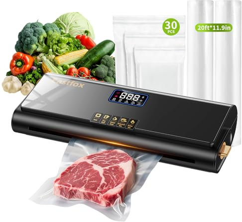 Updated Patented Food Preserver Vacuum Sealer Fully Automatic Heat Sealer Machine, Multi-Functional Food sealer Machine Food Bag Sealer with 20ft Bags 30 Vacuum Bags